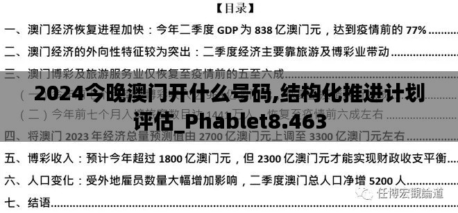 2024今晚澳门开什么号码,结构化推进计划评估_Phablet8.463