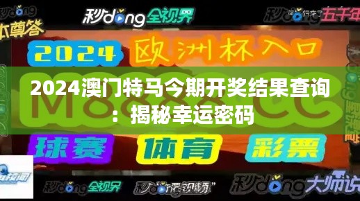 2024澳门特马今期开奖结果查询:揭秘幸运密码