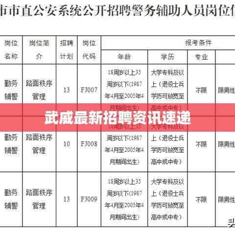 武威最新招聘资讯速递