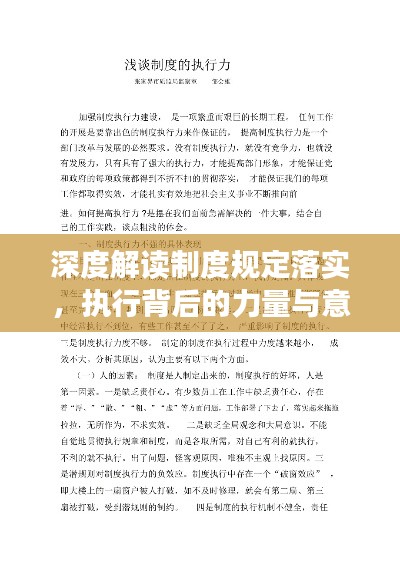 深度解读制度规定落实,执行背后的力量与意义
